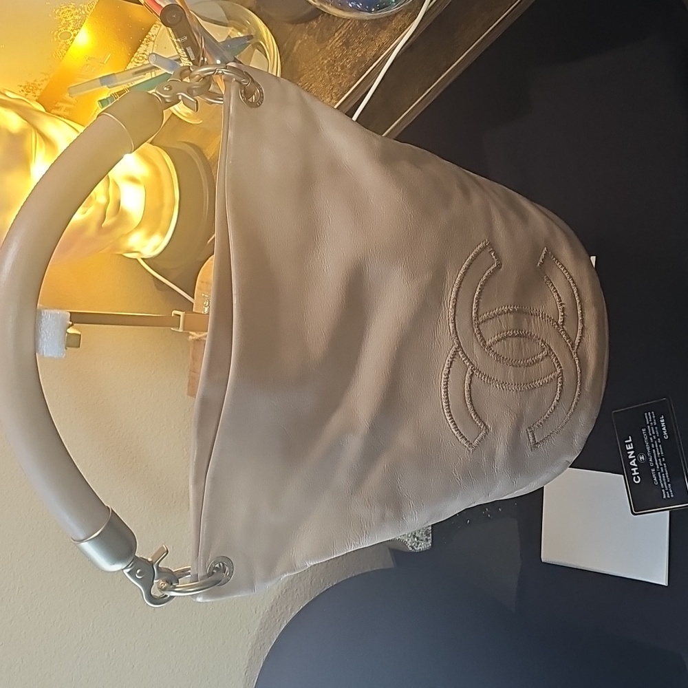CHANEL ONE Bucket Light Beige LAMBSKIN Leather Handbag/Shoulder Bag